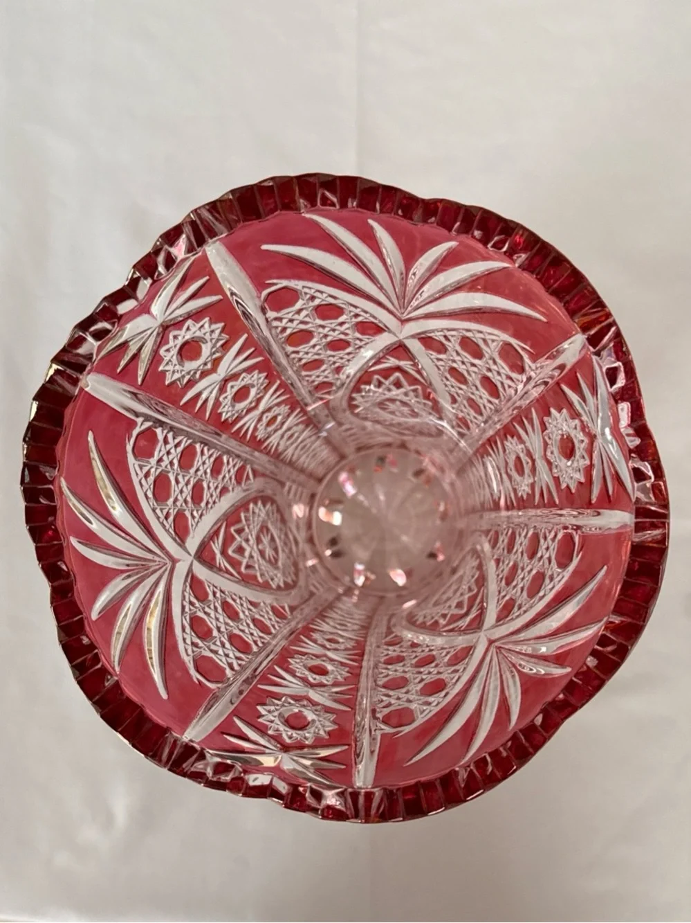 Vintage Cristal D'Arques Durand Chesnay Rubis Cut to Clear Crystal Vase 11